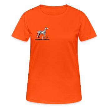 Hund & Welpe StreetArt - Frauen T-Shirt atmungsaktiv - Neonorange - Vorne - AI Model Female 172 dark (172cm)