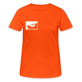 Outdoor Boulderer - Frauen T-Shirt atmungsaktiv - Neonorange - Vorne - AI Model Female 172 dark (172cm)