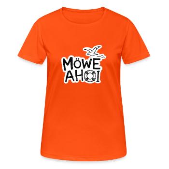 Möwe Ahoy Nautik Sticker - Frauen T-Shirt atmungsaktiv - Neonorange - Vorne - AI Model Female 172 dark (172cm)