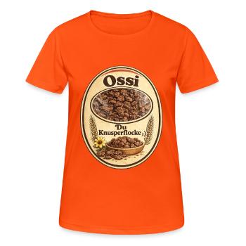 Ossi Knusperflocken Label - Frauen T-Shirt atmungsaktiv - Neonorange - Vorne - AI Model Female 172 dark (172cm)