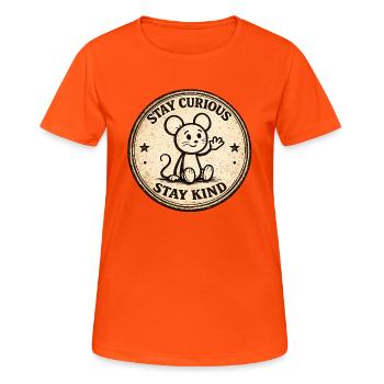 Insigne vintage de la souris curieuse - T-shirt respirant Femme - orange néon - Devant - AI Model Female 172 dark (172cm)