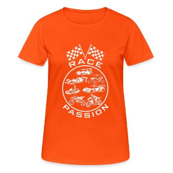 Course Véhicules et Vitesse Race Passion - T-shirt respirant Femme - orange néon - Devant - AI Model Female 172 dark (172cm)