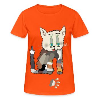 Patchwork Katze Fred Tatze - Frauen T-Shirt atmungsaktiv - Neonorange - Vorne - AI Model Female 172 dark (172cm)
