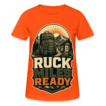 RUCK MILES READY - Women's Breathable T-Shirt - neon orange - Front - AI Model Female 172 dark (172cm)