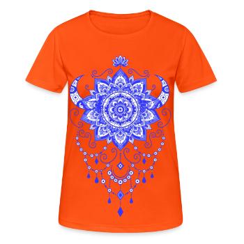Spiritualité Géométrie Sacrée Fleur de Lotus Zen - T-shirt respirant Femme - orange néon - Devant - AI Model Female 172 dark (172cm)