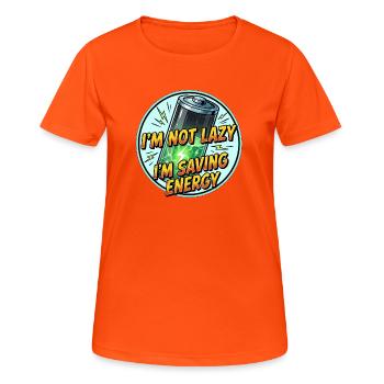 Energiesparender Lachtee - Frauen T-Shirt atmungsaktiv - Neonorange - Vorne - AI Model Female 172 dark (172cm)