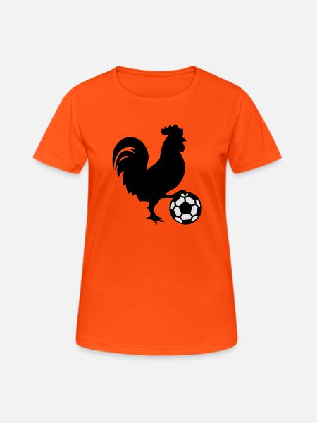 Frankreich Fußball-Hahn - Frauen T-Shirt atmungsaktiv - Neonorange
