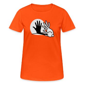 hand shadow rabbit 2 clr - Women's Breathable T-Shirt - neon orange - Front - AI Model Female 172 dark (172cm)