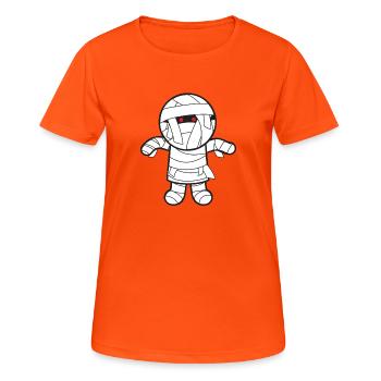 Kindershirt Mumie Shirtmotiv eingewickelte Mumie - Frauen T-Shirt atmungsaktiv - Neonorange - Vorne - AI Model Female 172 dark (172cm)