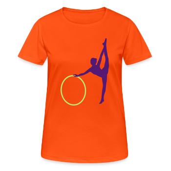 Gymnastique rythmique - T-shirt respirant Femme - orange néon - Devant - AI Model Female 172 dark (172cm)