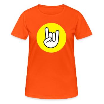 Pommesgabel Kreis gelb - Frauen T-Shirt atmungsaktiv - Neonorange - Vorne - AI Model Female 172 dark (172cm)