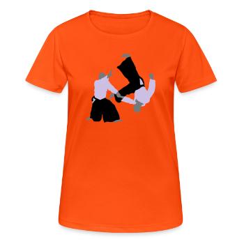 aikido - Women's Breathable T-Shirt - neon orange - Front - AI Model Female 172 dark (172cm)