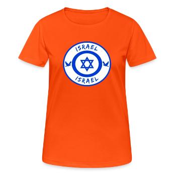 Israel Kreis mit Nationalflagge Geschenk - Frauen T-Shirt atmungsaktiv - Neonorange - Vorne - AI Model Female 172 dark (172cm)