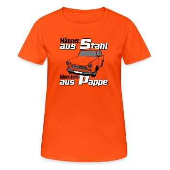  , DDR Kult , Männer aus.... (25) - Frauen T-Shirt atmungsaktiv - Neonorange - Vorne - AI Model Female 172 dark (172cm)