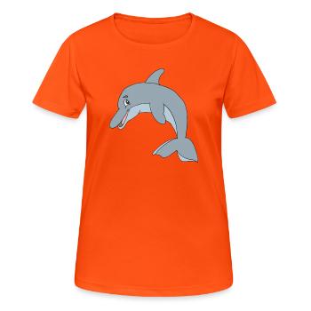 delphin - Frauen T-Shirt atmungsaktiv - Neonorange - Vorne - AI Model Female 172 dark (172cm)