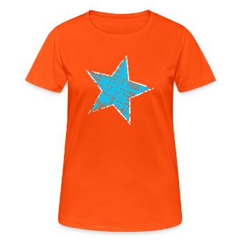 STERN. STERNE. STERN. STERNE. FEST. JAHRESTAG - Frauen T-Shirt atmungsaktiv - Neonorange - Vorne - AI Model Female 172 dark (172cm)
