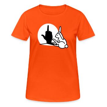 Lapins Ombre Main FUCK OFF Majeur lapin - T-shirt respirant Femme - orange néon - Devant - AI Model Female 172 dark (172cm)