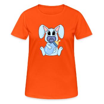 Baby Junge Kaninchen - Frauen T-Shirt atmungsaktiv - Neonorange - Vorne - AI Model Female 172 dark (172cm)