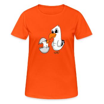 Mouette avec bébé Mouette - T-shirt respirant Femme - orange néon - Devant - AI Model Female 172 dark (172cm)