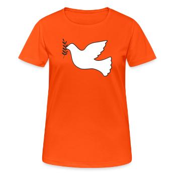 Friedenstaube mit Zweig - Frauen T-Shirt atmungsaktiv - Neonorange - Vorne - AI Model Female 172 dark (172cm)