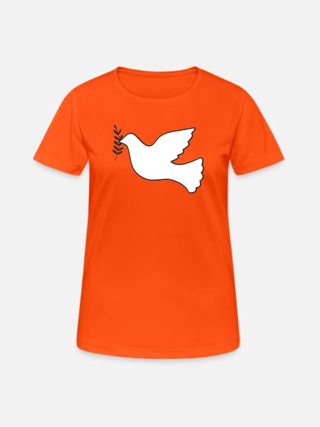 Friedenstaube mit Zweig - Frauen T-Shirt atmungsaktiv - Neonorange