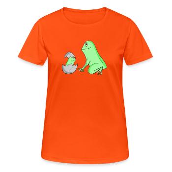 Grenouille avec bébé grenouille - T-shirt respirant Femme - orange néon - Devant - AI Model Female 172 dark (172cm)