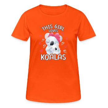 Dieses Maedchen Liebt Koalas - Frauen T-Shirt atmungsaktiv - Neonorange - Vorne - AI Model Female 172 dark (172cm)