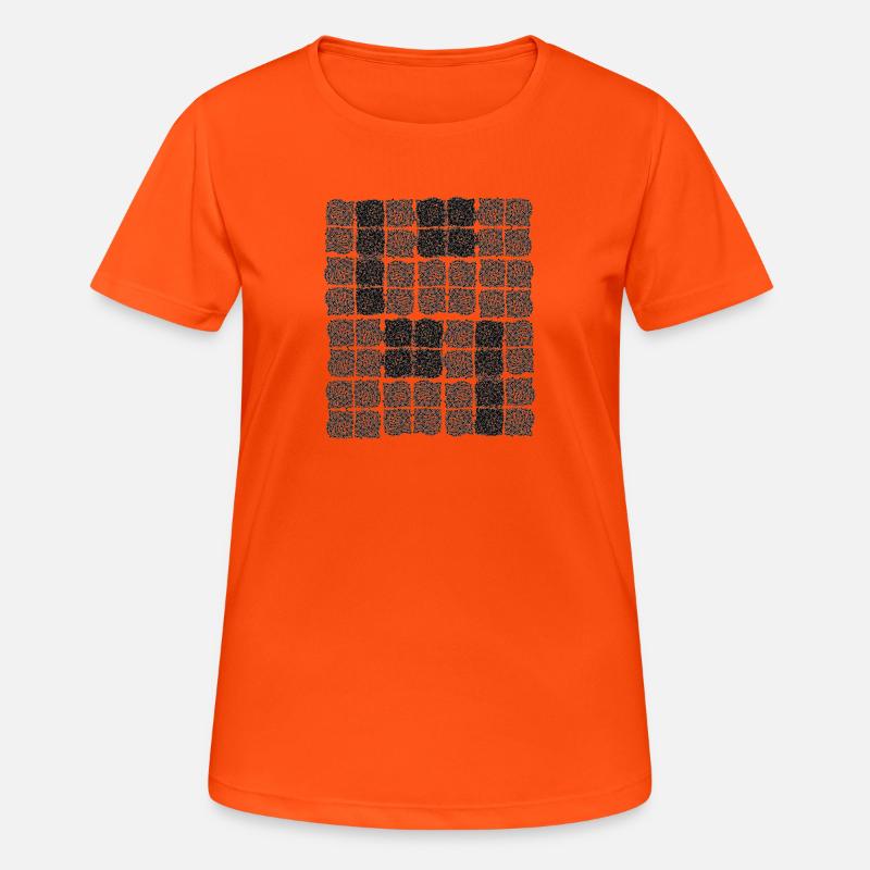 Abstract Cell Pattern in Black and White - Women's Breathable T-Shirt - neon orange
