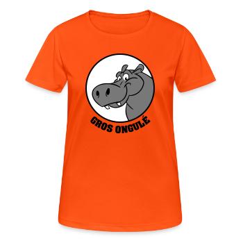 Hippo Texte - T-shirt respirant Femme - orange néon - Devant - AI Model Female 172 dark (172cm)