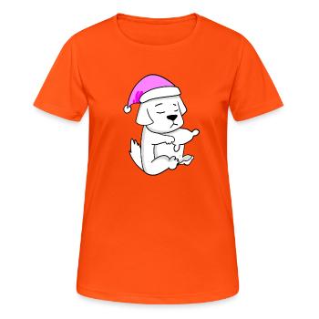 Hund Hunderasse Pyrenäenberghund - Frauen T-Shirt atmungsaktiv - Neonorange - Vorne - AI Model Female 172 dark (172cm)