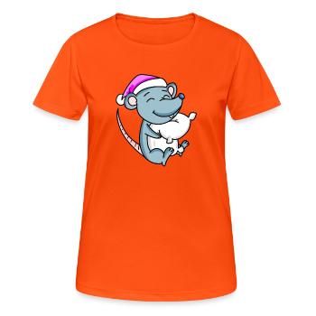 Maus mit Kissen und Schlafmütze - Frauen T-Shirt atmungsaktiv - Neonorange - Vorne - AI Model Female 172 dark (172cm)