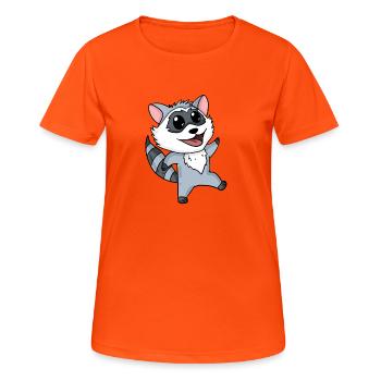 Waschbär Motiv Kleinkind Kinder - Frauen T-Shirt atmungsaktiv - Neonorange - Vorne - AI Model Female 172 dark (172cm)