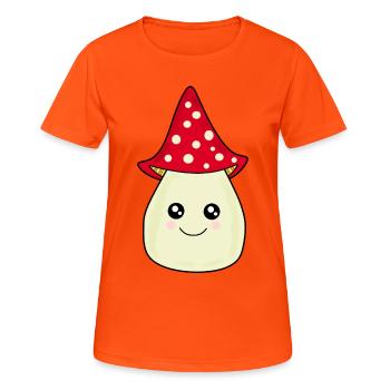 Kawaii Pilz Kawaii Chibi Kawaii Manga - Frauen T-Shirt atmungsaktiv - Neonorange - Vorne - AI Model Female 172 dark (172cm)