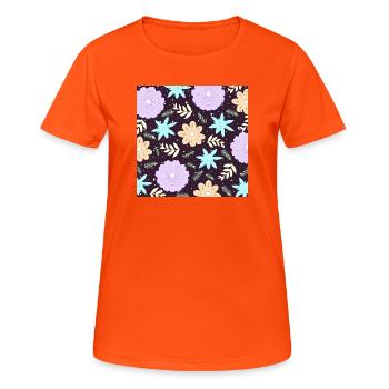 all over prints mit blumen, pastell blumenmuster - Frauen T-Shirt atmungsaktiv - Neonorange - Vorne - AI Model Female 172 dark (172cm)