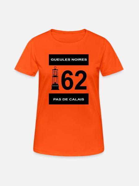 62 pas de calais - T-shirt respirant Femme - orange néon