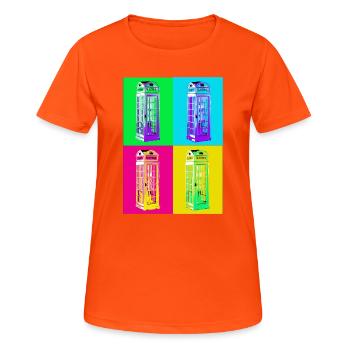 Multicolored Pop Art Phone Booth - Women's Breathable T-Shirt - neon orange - Front - AI Model Female 172 dark (172cm)