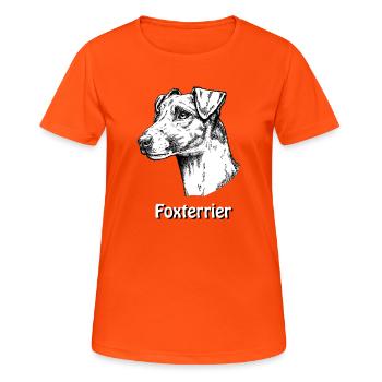 Portrait de fox terrier à poil lisse - T-shirt respirant Femme - orange néon - Devant - AI Model Female 172 dark (172cm)