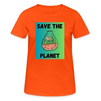 PLANET. EARTH DAY. ECOLOGY. PLANET. BIO - Women's Breathable T-Shirt - neon orange - Front - AI Model Female 172 dark (172cm)
