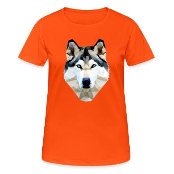 Polygone de chien husky - T-shirt respirant Femme - orange néon - Devant - AI Model Female 172 dark (172cm)