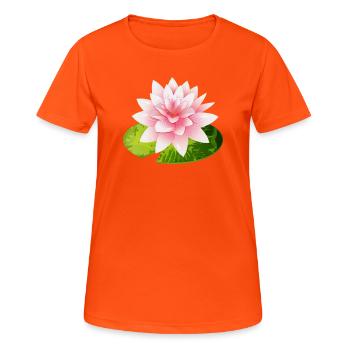 nénuphar brillant avec pétale de nénuphar vert - T-shirt respirant Femme - orange néon - Devant - AI Model Female 172 dark (172cm)