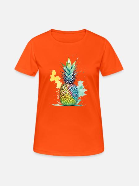 Ananas - Frauen T-Shirt atmungsaktiv - Neonorange