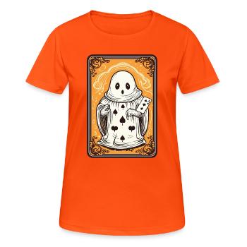 Tarot Karte Geist mit Pik Ass Karte - Frauen T-Shirt atmungsaktiv - Neonorange - Vorne - AI Model Female 172 dark (172cm)