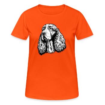 Spaniel Portrait - Frauen T-Shirt atmungsaktiv - Neonorange - Vorne - AI Model Female 172 dark (172cm)