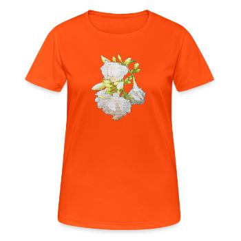 olianderblüten Zweig seitlich, blühen - Frauen T-Shirt atmungsaktiv - Neonorange - Vorne - AI Model Female 172 dark (172cm)