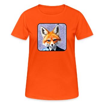 Fuchs im Anzug - Frauen T-Shirt atmungsaktiv - Neonorange - Vorne - AI Model Female 172 dark (172cm)