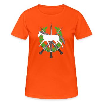 Lorbeerkranz Ritter Schwerter Held Pferd Held - Frauen T-Shirt atmungsaktiv - Neonorange - Vorne - AI Model Female 172 dark (172cm)
