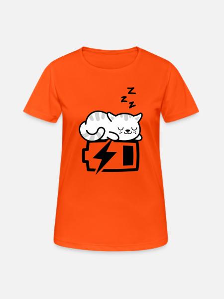 Sleepy Kitty (Color Changeable - 3 colors) - Women's Breathable T-Shirt - neon orange