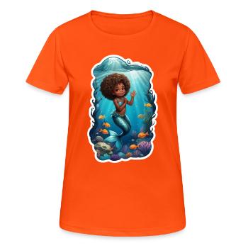 Fairytale mermaid with curly hair - Women's Breathable T-Shirt - neon orange - Front - AI Model Female 172 dark (172cm)