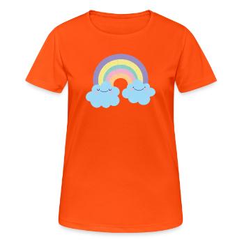 Colorful Rainbow Cloud Charm - Women's Breathable T-Shirt - neon orange - Front - AI Model Female 172 dark (172cm)