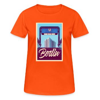 Berlin U-Bahn - Frauen T-Shirt atmungsaktiv - Neonorange - Vorne - AI Model Female 172 dark (172cm)